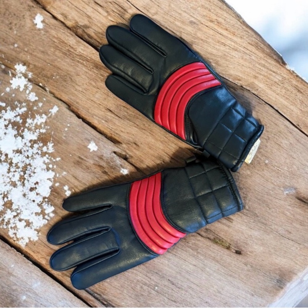 Kabralon Black and Red man made Leather Gloves